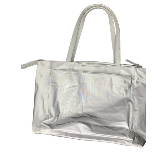TUMI Nylon Tote Bag Laptop Travel Bag Gray Double Handles Zip Pockets Women's L - Picture 3 of 13